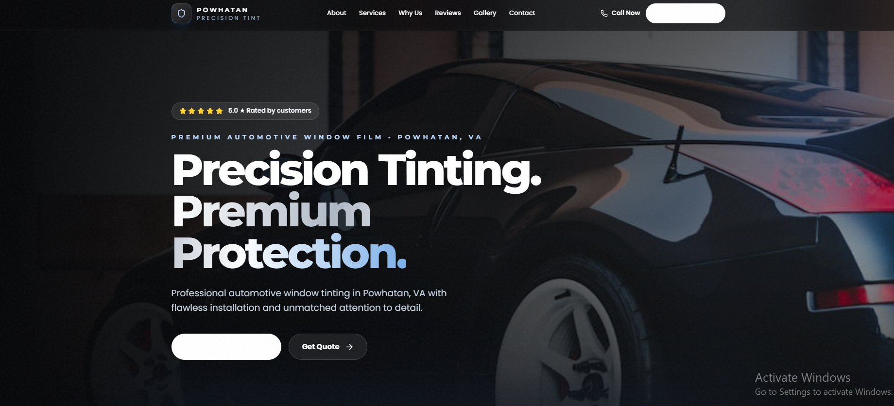 Powhatan Precision Tint website screenshot