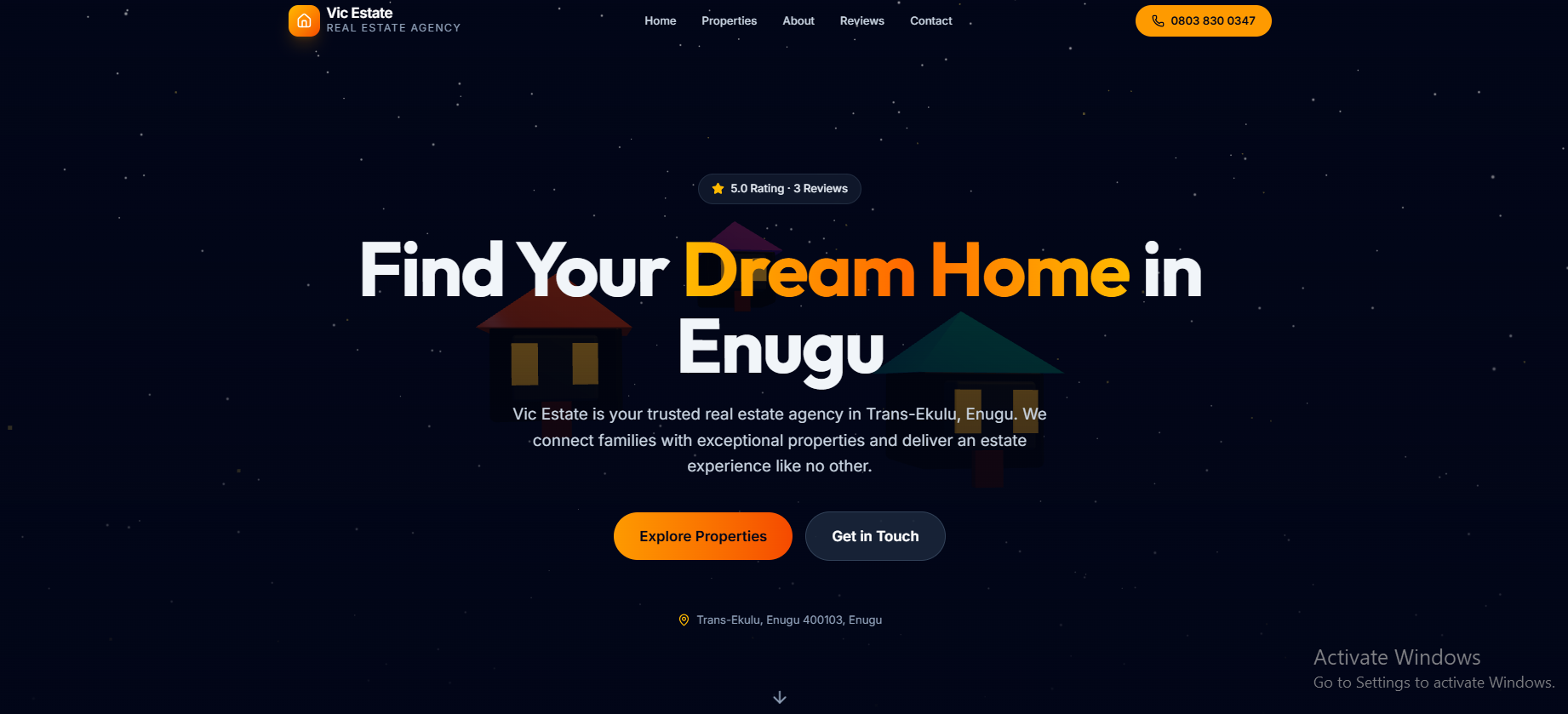 Vic Estate website screenshot